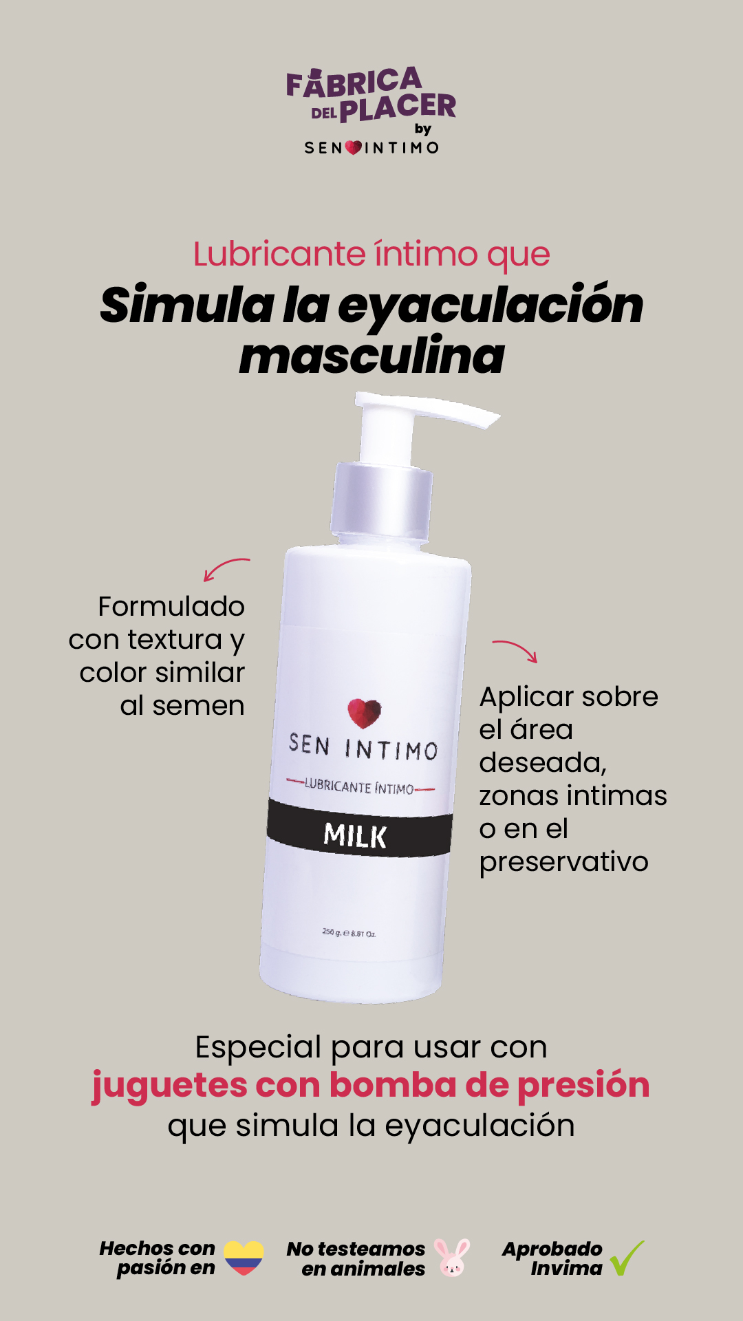 Semen Artificial Milk X 250 Ml Sen Intimo